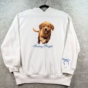 Fourteen Twelve Hoodie Golden Retriever Graphic Fleece‎ Medium White Bow Detail
